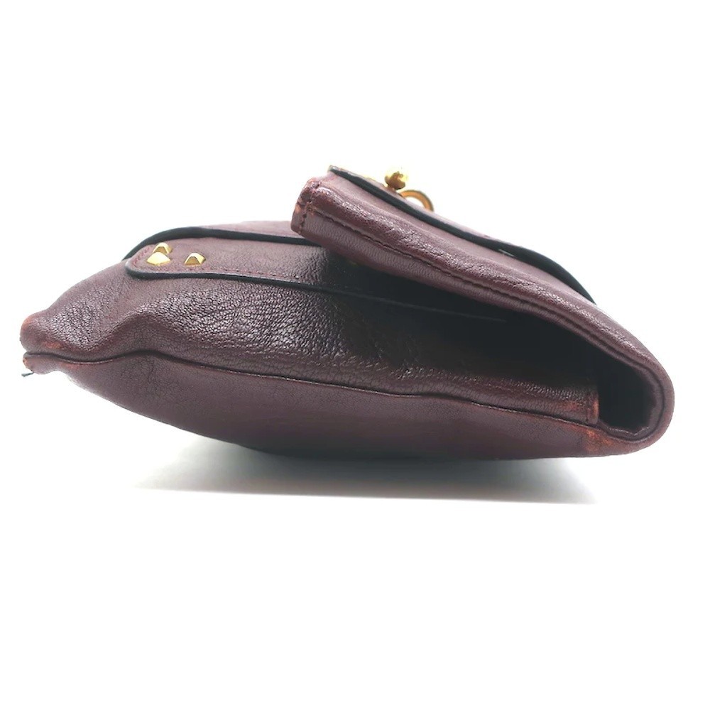 Marc Jacobs Padlock Flap Clutch Burgundy Grained Leather Small Bag - Picture 3 of 10